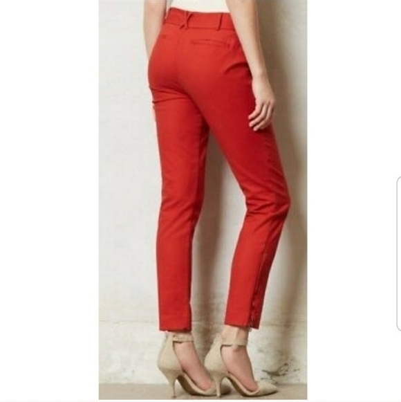 Anthropologie Cartonnier Ankle Zip Charlie Trouser Pants Tan Khaki Size 14 - Picture 7 of 12